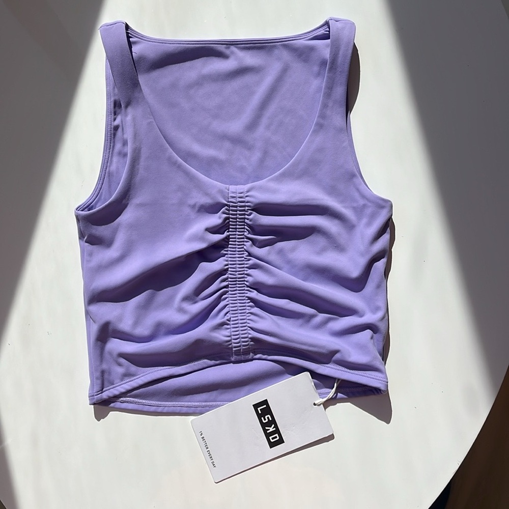 LSKD Liberty Ruched Tank Top - Violet Ray XS